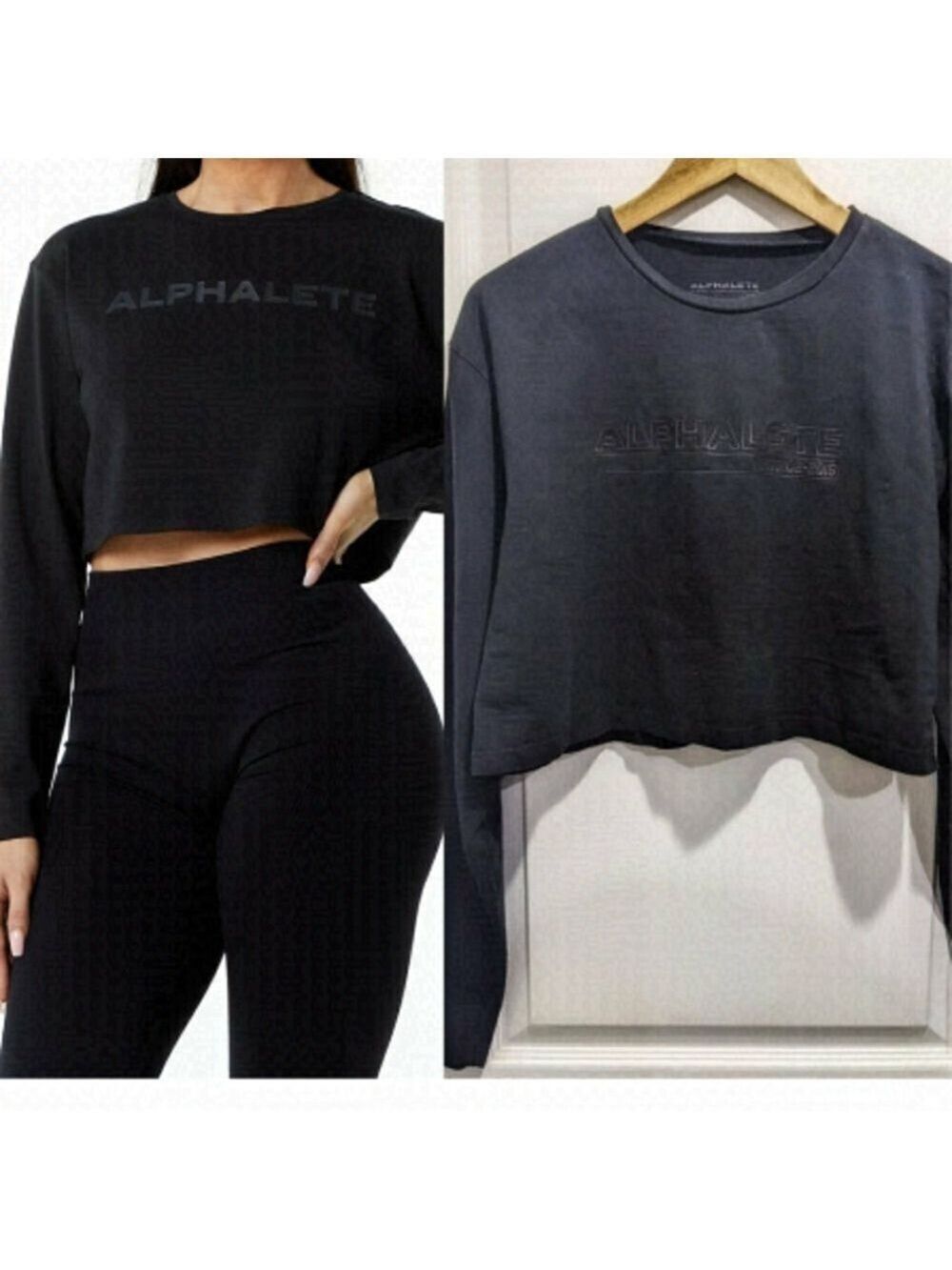 Alphalete | Women's Oversized Performance Crop Tee in Black